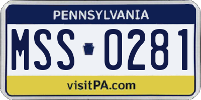 PA license plate MSS0281