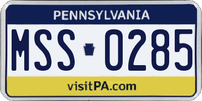 PA license plate MSS0285