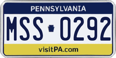 PA license plate MSS0292