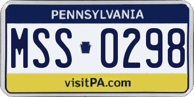 PA license plate MSS0298