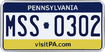 PA license plate MSS0302