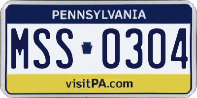 PA license plate MSS0304