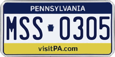 PA license plate MSS0305