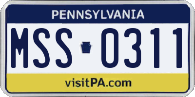 PA license plate MSS0311
