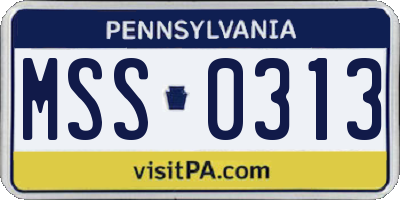 PA license plate MSS0313