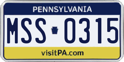 PA license plate MSS0315