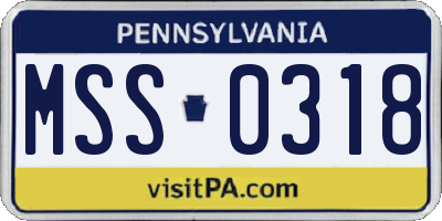 PA license plate MSS0318