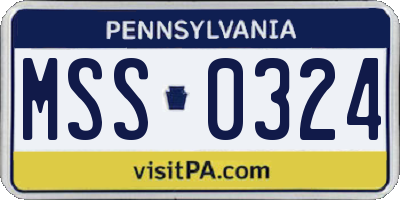 PA license plate MSS0324