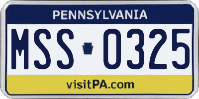PA license plate MSS0325