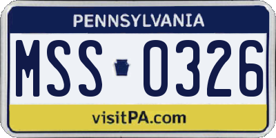 PA license plate MSS0326