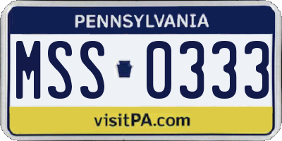 PA license plate MSS0333