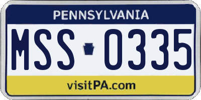 PA license plate MSS0335