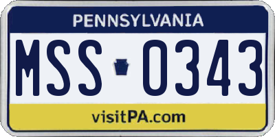 PA license plate MSS0343