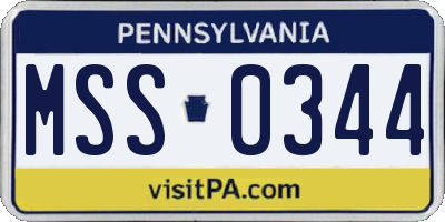 PA license plate MSS0344