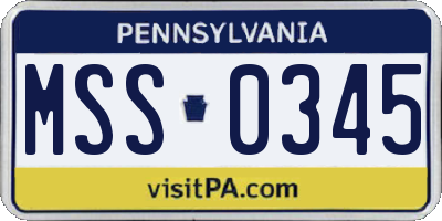 PA license plate MSS0345