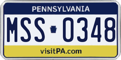 PA license plate MSS0348