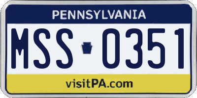 PA license plate MSS0351