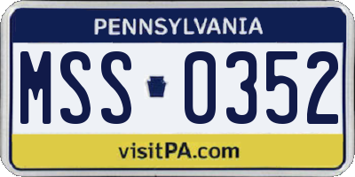 PA license plate MSS0352
