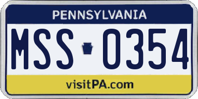PA license plate MSS0354