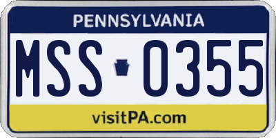 PA license plate MSS0355
