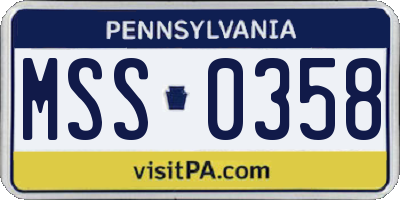 PA license plate MSS0358
