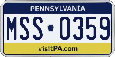 PA license plate MSS0359