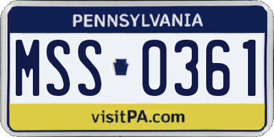 PA license plate MSS0361