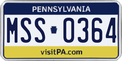 PA license plate MSS0364