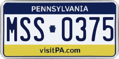 PA license plate MSS0375