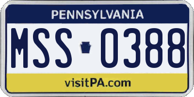 PA license plate MSS0388