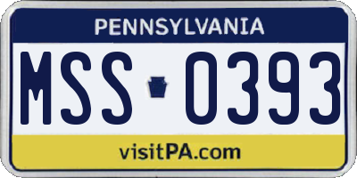PA license plate MSS0393