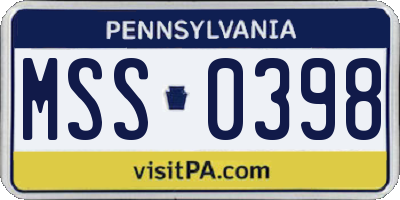 PA license plate MSS0398