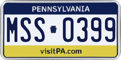PA license plate MSS0399