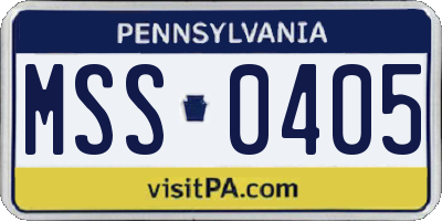 PA license plate MSS0405