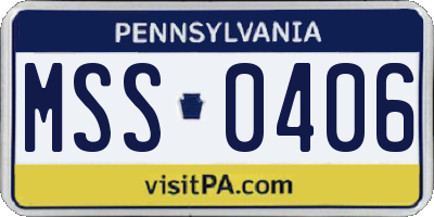 PA license plate MSS0406