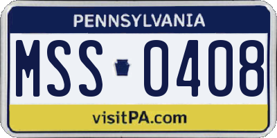 PA license plate MSS0408