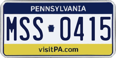 PA license plate MSS0415