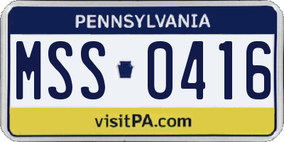 PA license plate MSS0416