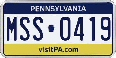 PA license plate MSS0419