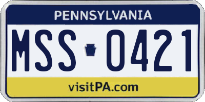 PA license plate MSS0421