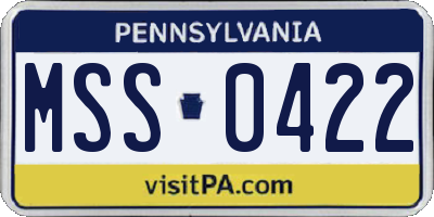 PA license plate MSS0422