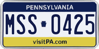 PA license plate MSS0425