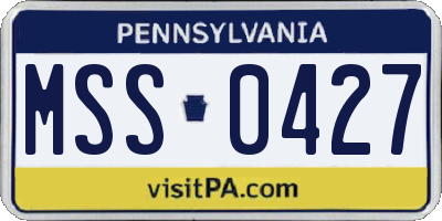PA license plate MSS0427