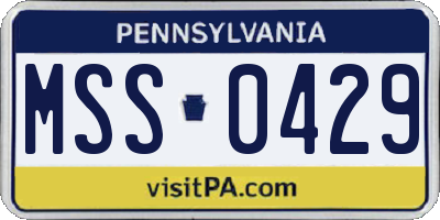 PA license plate MSS0429