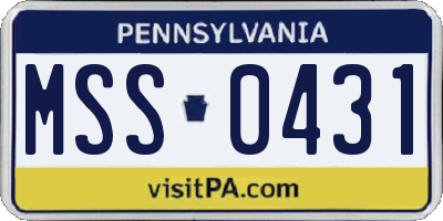 PA license plate MSS0431