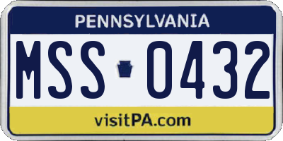 PA license plate MSS0432