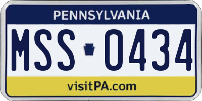 PA license plate MSS0434