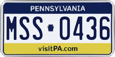 PA license plate MSS0436