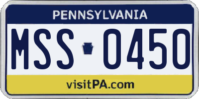 PA license plate MSS0450