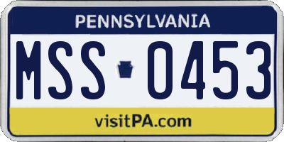 PA license plate MSS0453